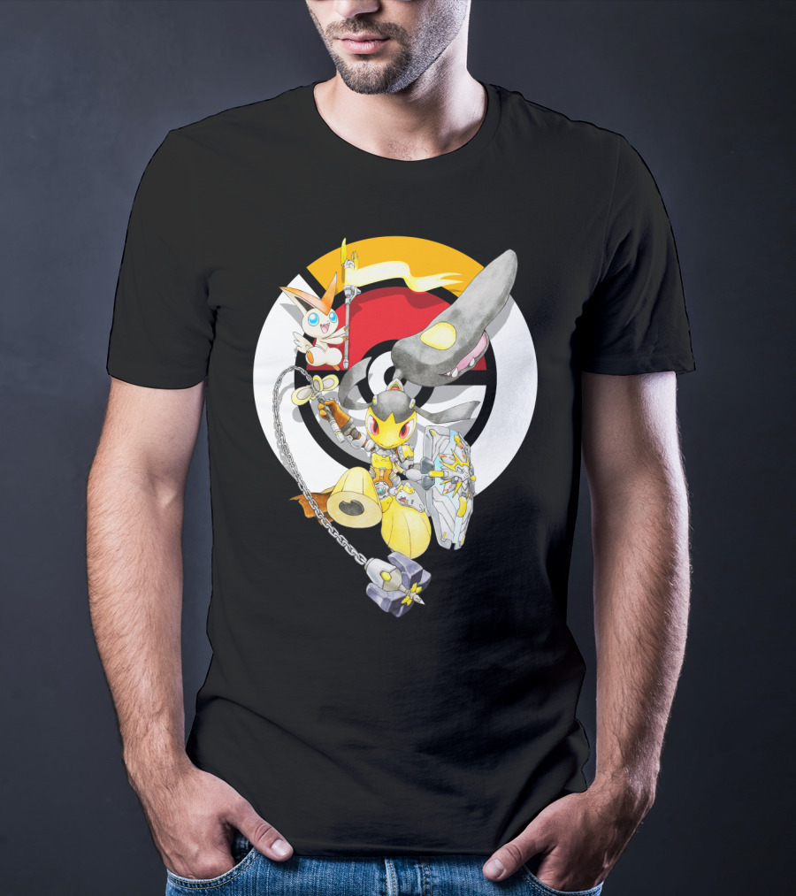 Pokemon Mawile Victini Fusion X Brigitte Crossover Battle Pose T-Shirt