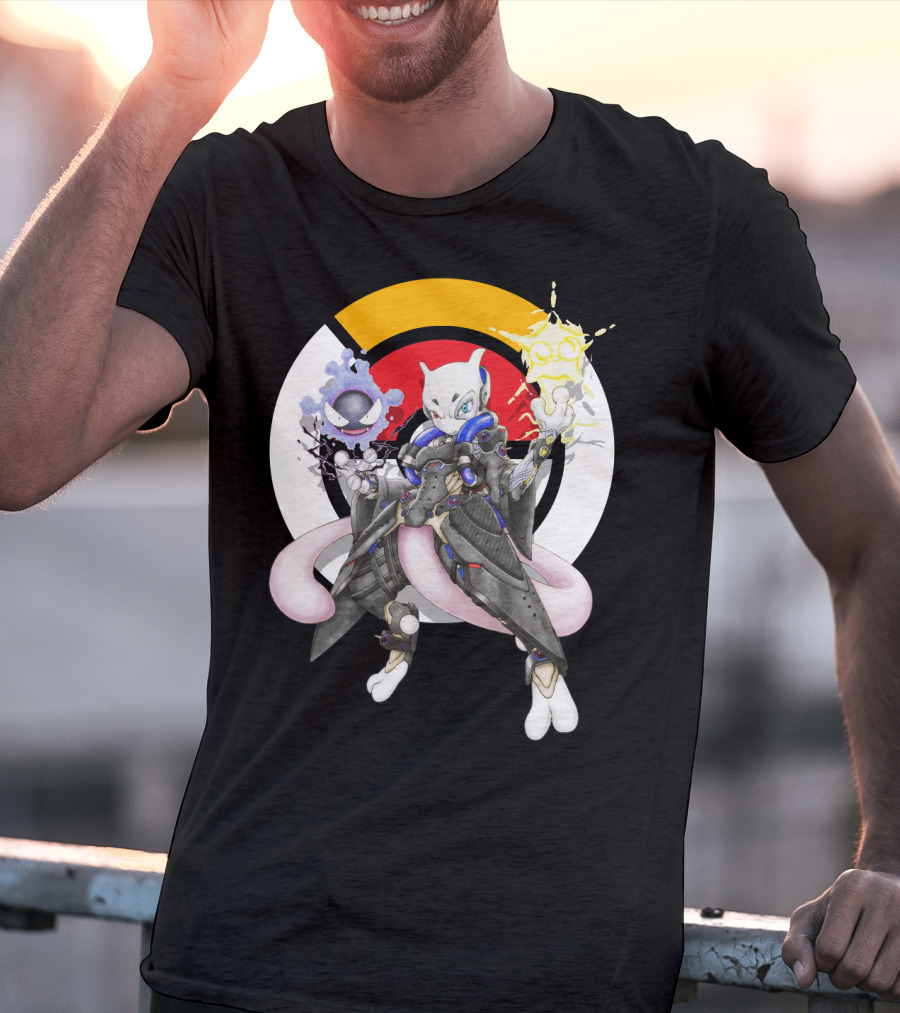 Pokemon Mewtwo X Moira Crossover With Overwatch Symbols And Gastly IN T-Shirt
