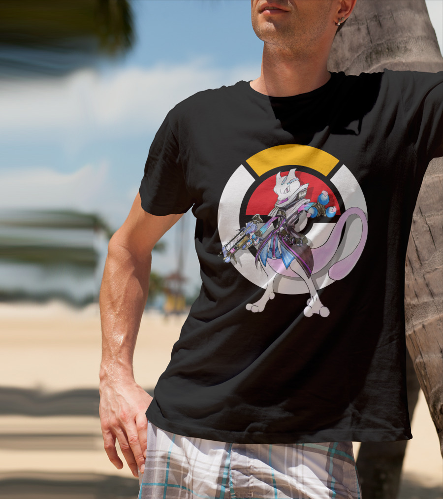 Pokemon X Overwatch Mewtwo X Sombra Icon Mashup T-Shirt