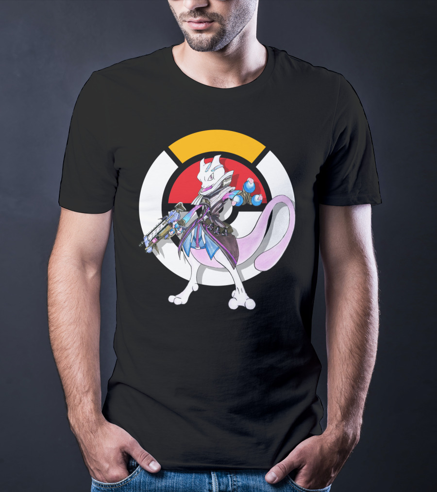 Pokemon X Overwatch Mewtwo X Sombra Icon Mashup T-Shirt