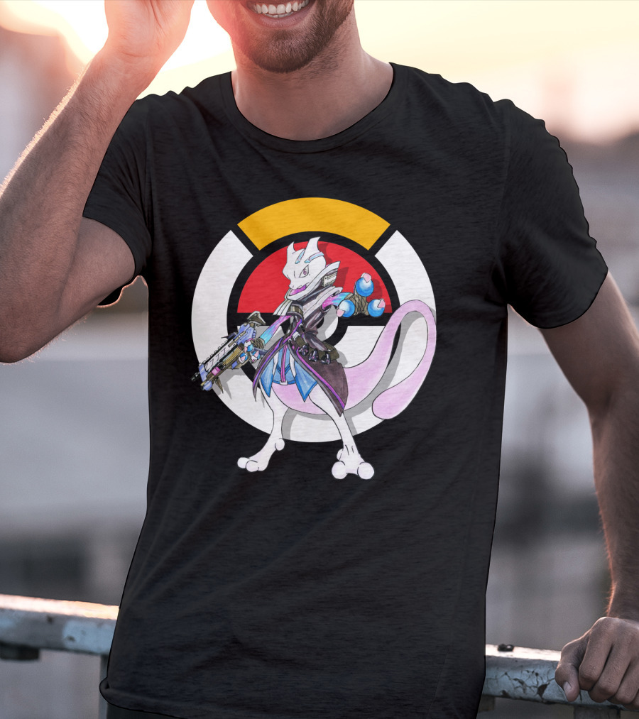 Pokemon X Overwatch Mewtwo X Sombra Icon Mashup T-Shirt