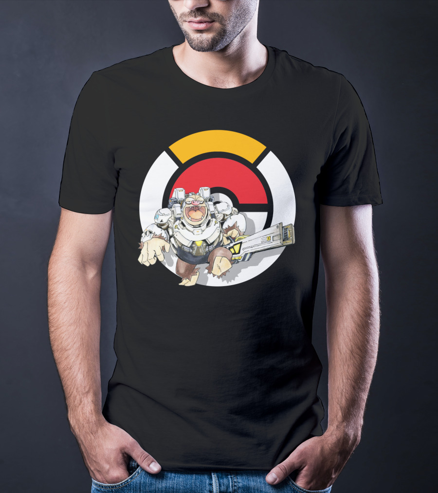 POKEMON X OVERWATCH SLAKING WINSTON Crossover T-Shirt
