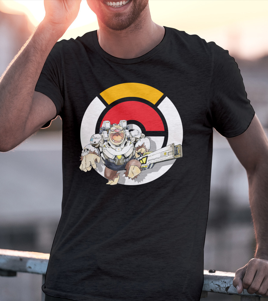 POKEMON X OVERWATCH SLAKING WINSTON Crossover T-Shirt