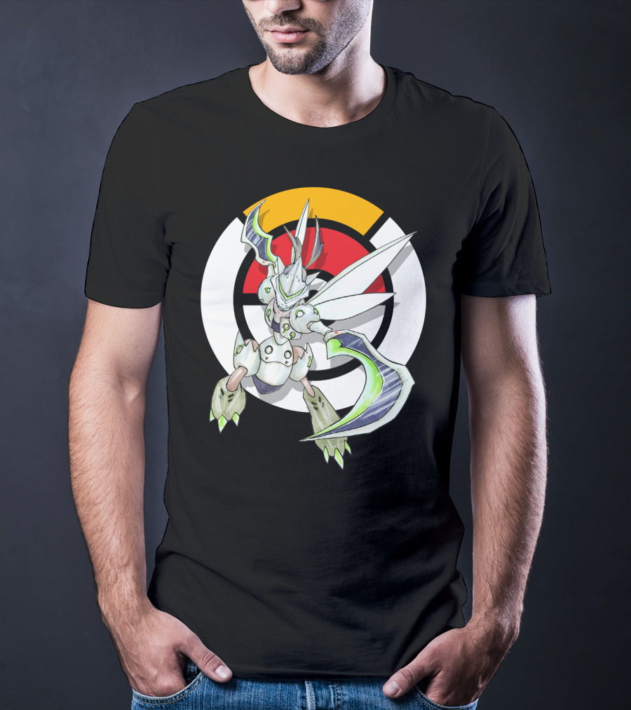 POKEMON X OVER SCYTHER X GENJI Logo Collaboration With Iconic Fusion Character T-Shirt