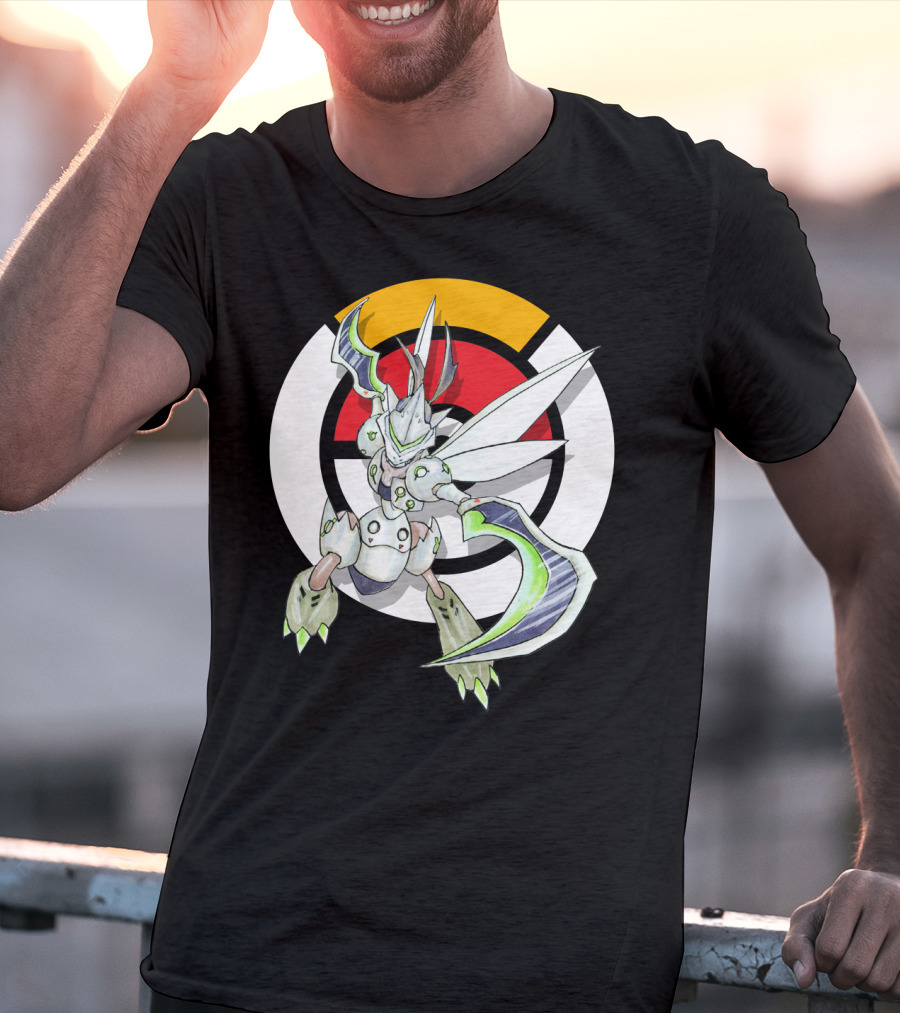 POKEMON X OVER SCYTHER X GENJI Logo Collaboration With Iconic Fusion Character T-Shirt