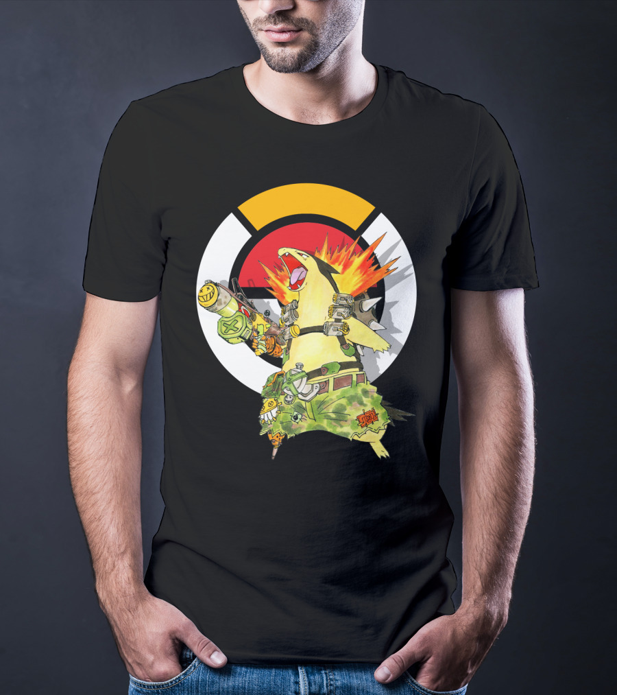 Pokemon Typhlosion Junkrat Crossover Symbol Background T-Shirt