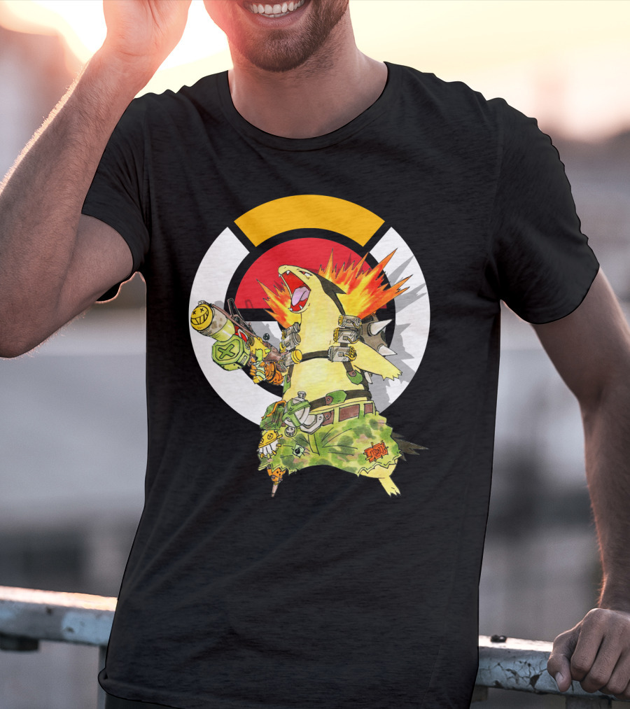 Pokemon Typhlosion Junkrat Crossover Symbol Background T-Shirt