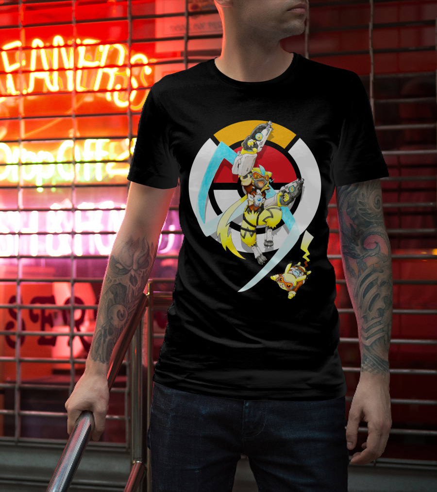 Pokemon X Zeraora X Pikachu Overwatch Style Battle T-Shirt