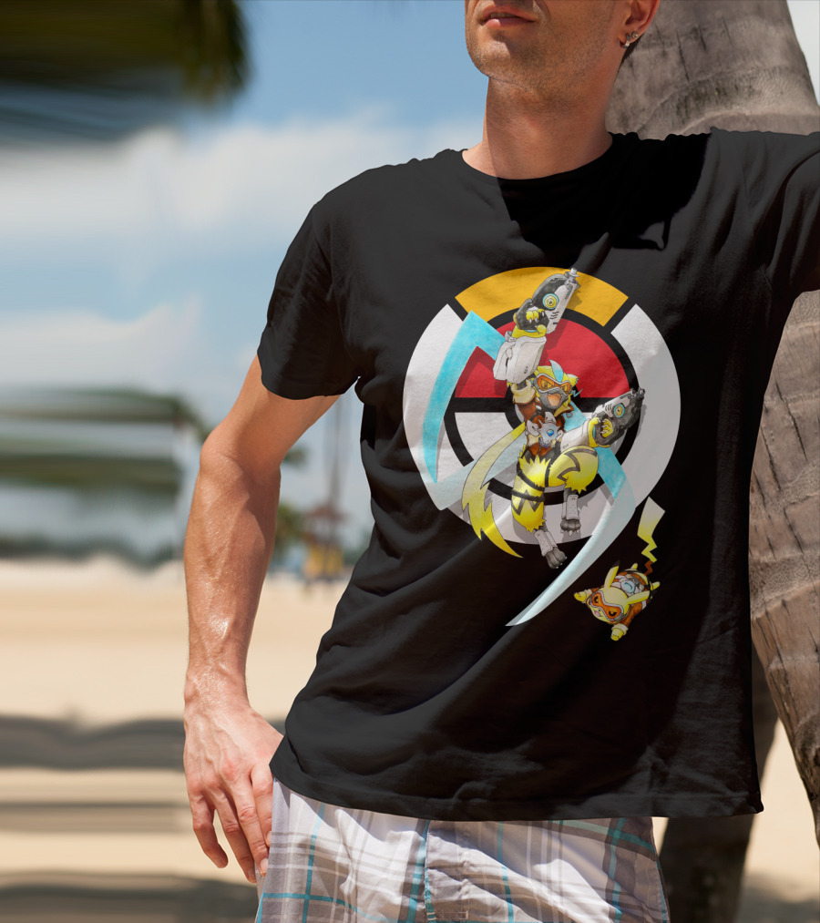 Pokemon X Zeraora X Pikachu Overwatch Style Battle T-Shirt