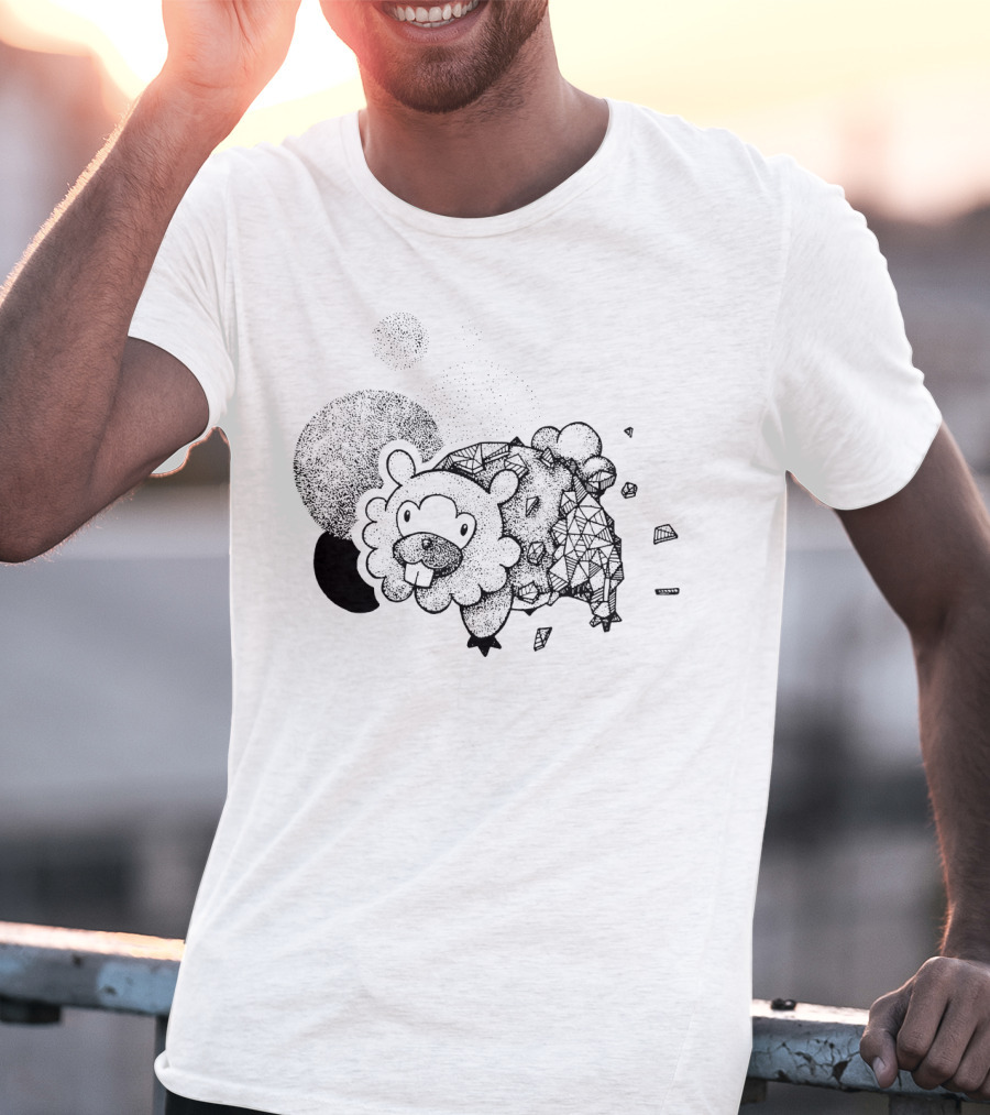 Geometric Pokemon Bidoof Dotwork Triangle T-Shirt