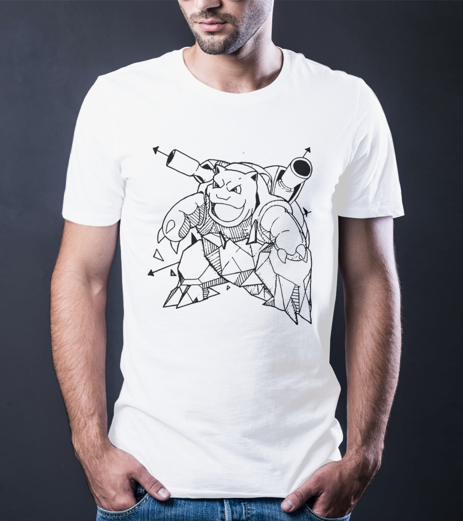 Geometric Pokemon Blastoise Crystalline Structure T-Shirt