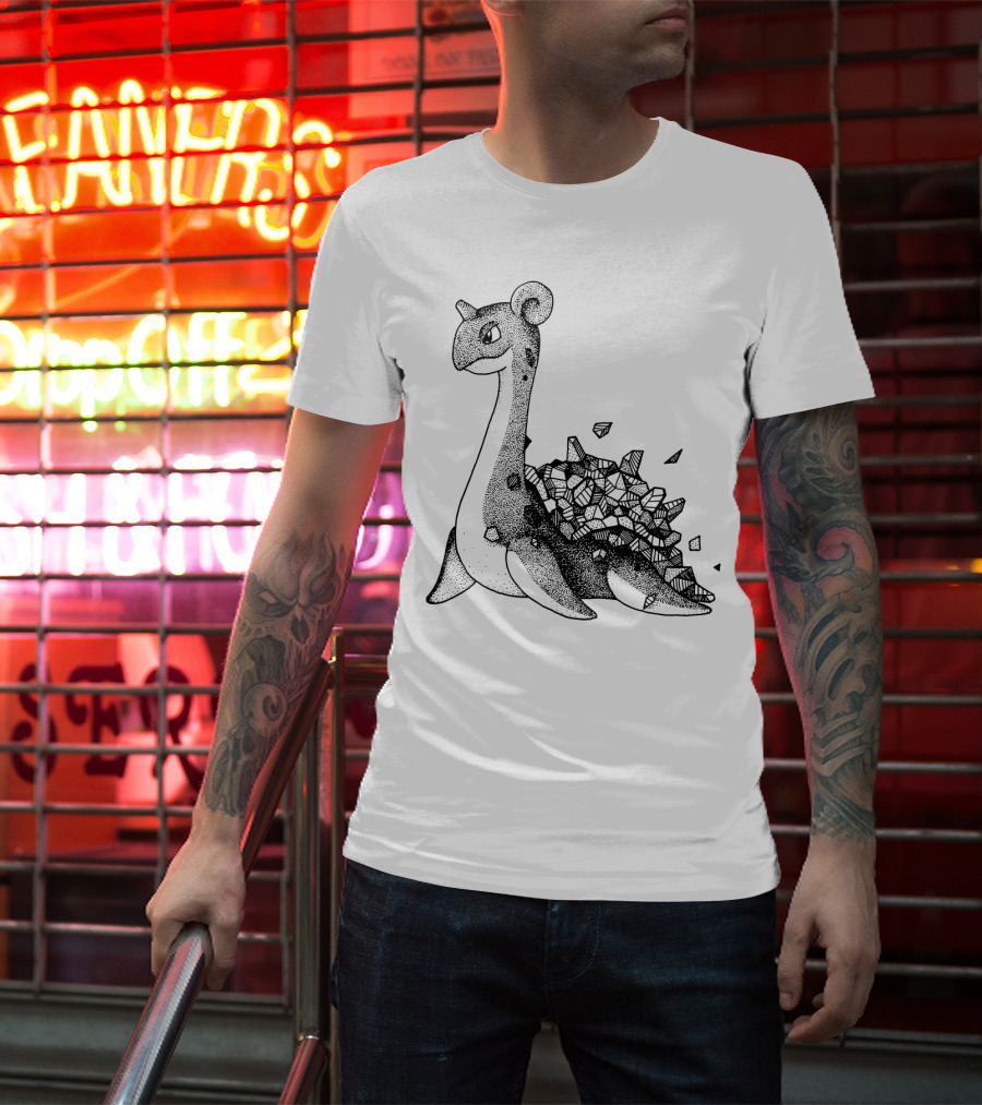 Geometric Style Lapras Pokemon Sketch T-Shirt
