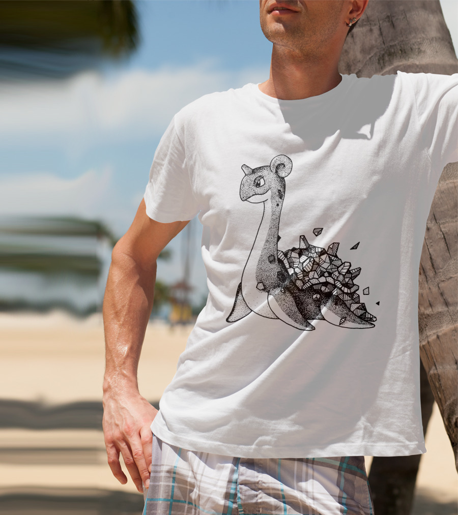 Geometric Style Lapras Pokemon Sketch T-Shirt