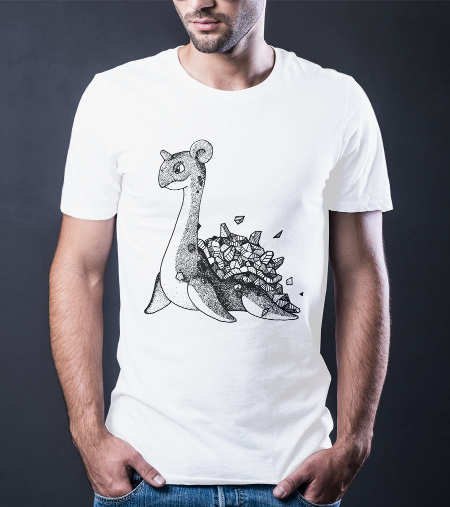 Geometric Style Lapras Pokemon Sketch T-Shirt