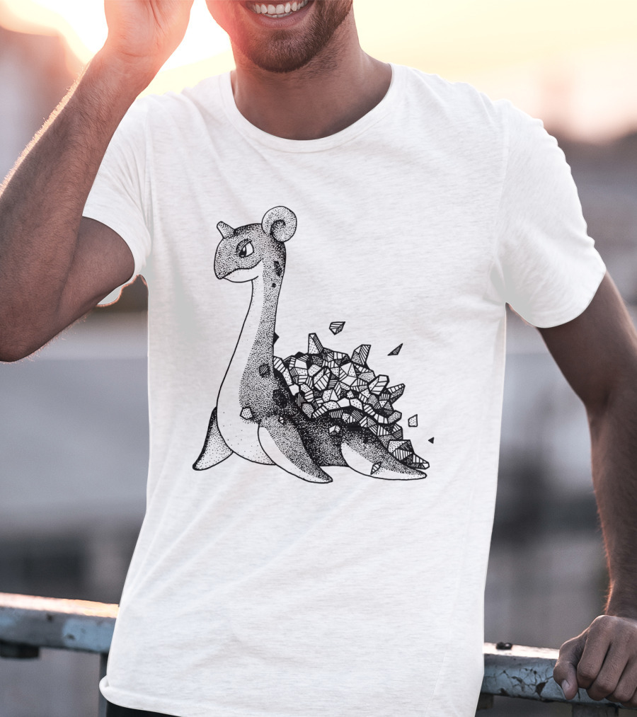 Geometric Style Lapras Pokemon Sketch T-Shirt
