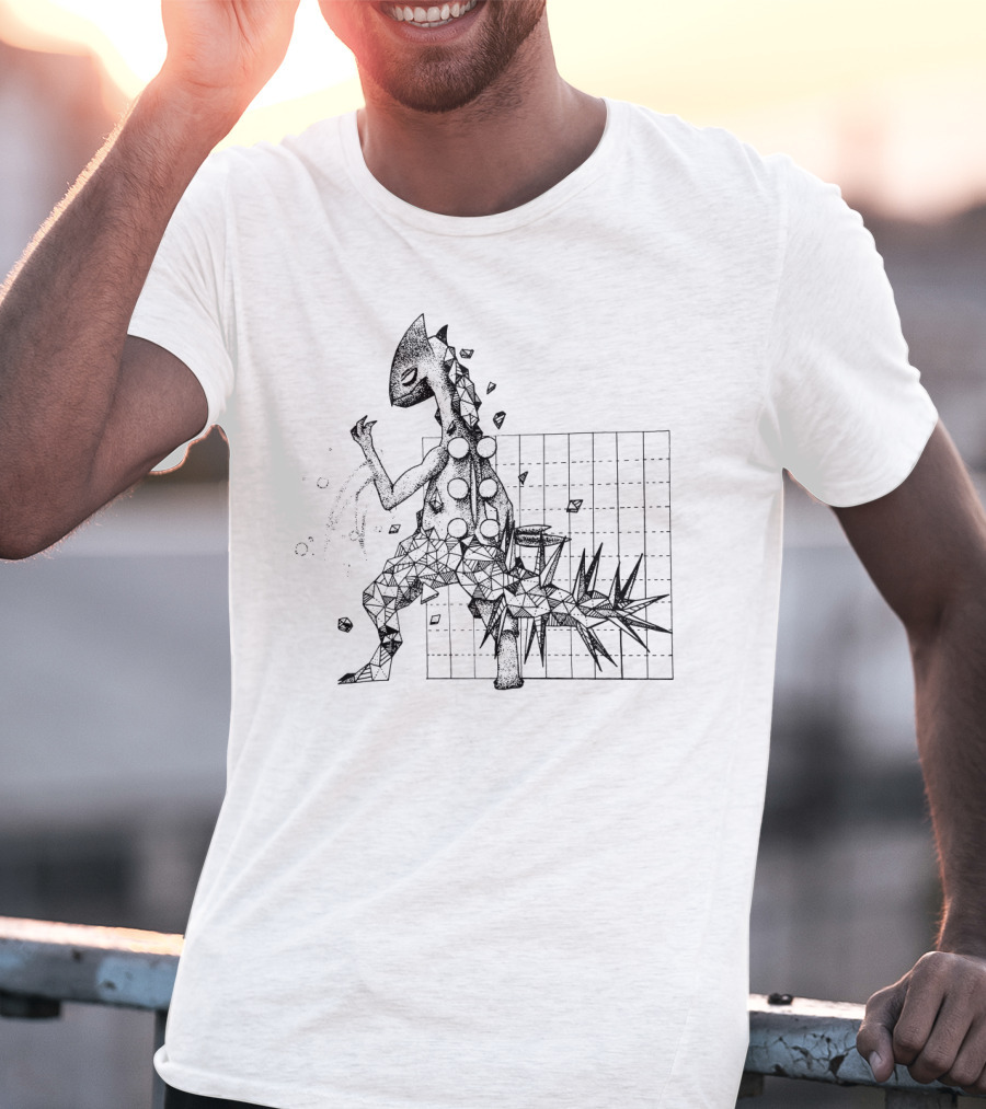Geometric Pokemon Sceptile Dotwork Art With Spiky Tail T-Shirt