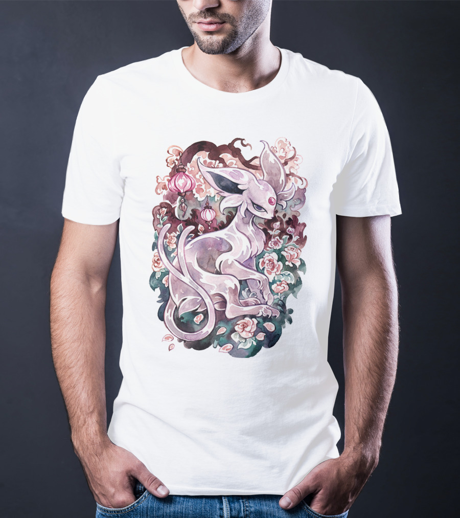 Watercolor Pokemon Espeon IN Floral Ornaments T-Shirt