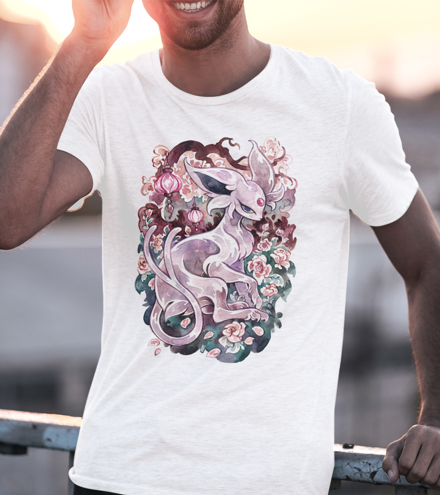 Watercolor Pokemon Espeon IN Floral Ornaments T-Shirt