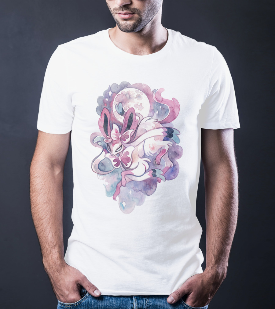 Watercolor Pokemon Sylveon Lunar Moonlight Pastel Fantasy T-Shirt