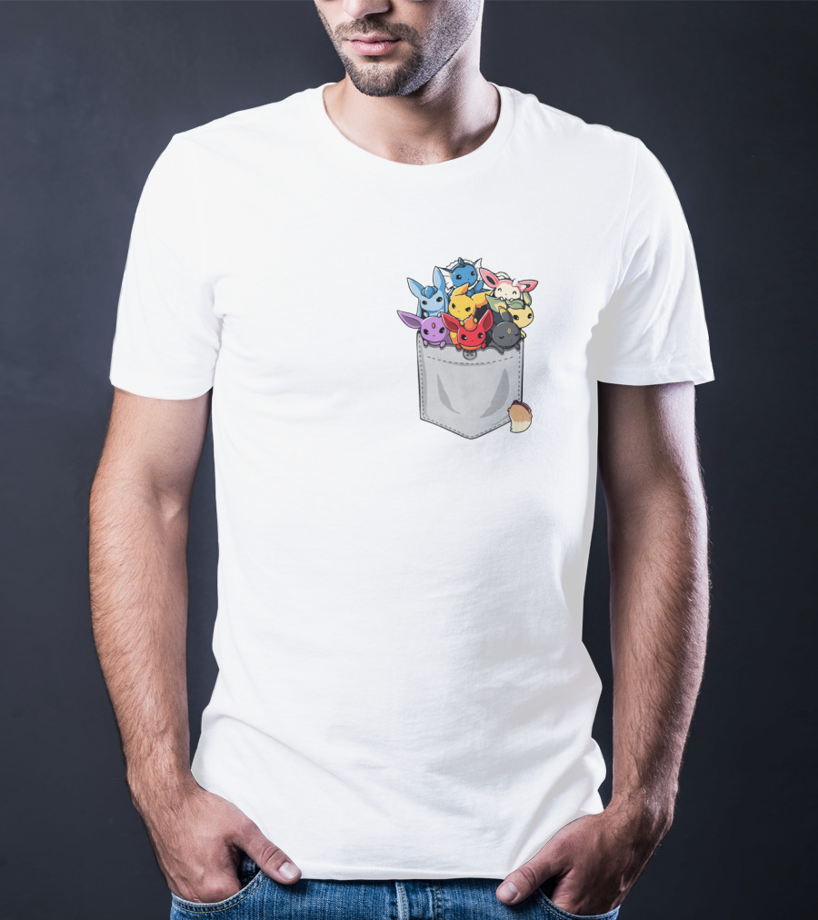 Eeveelution Pokemon Pocket Cute Character Collection T-Shirt