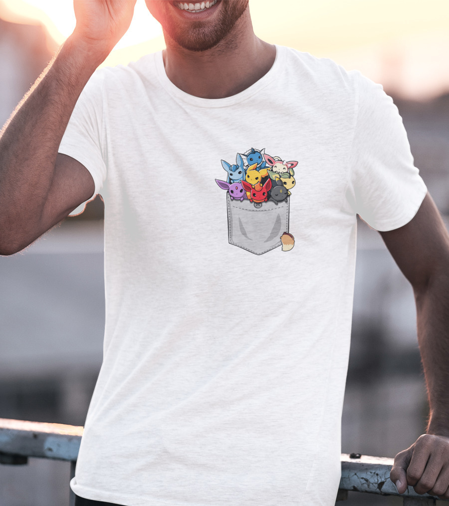 Eeveelution Pokemon Pocket Cute Character Collection T-Shirt