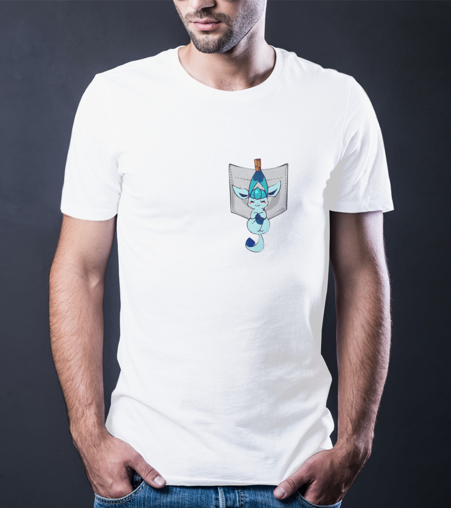 Glaceon Pokemon Pocket Cute Ice Type Creature Playful T-Shirt