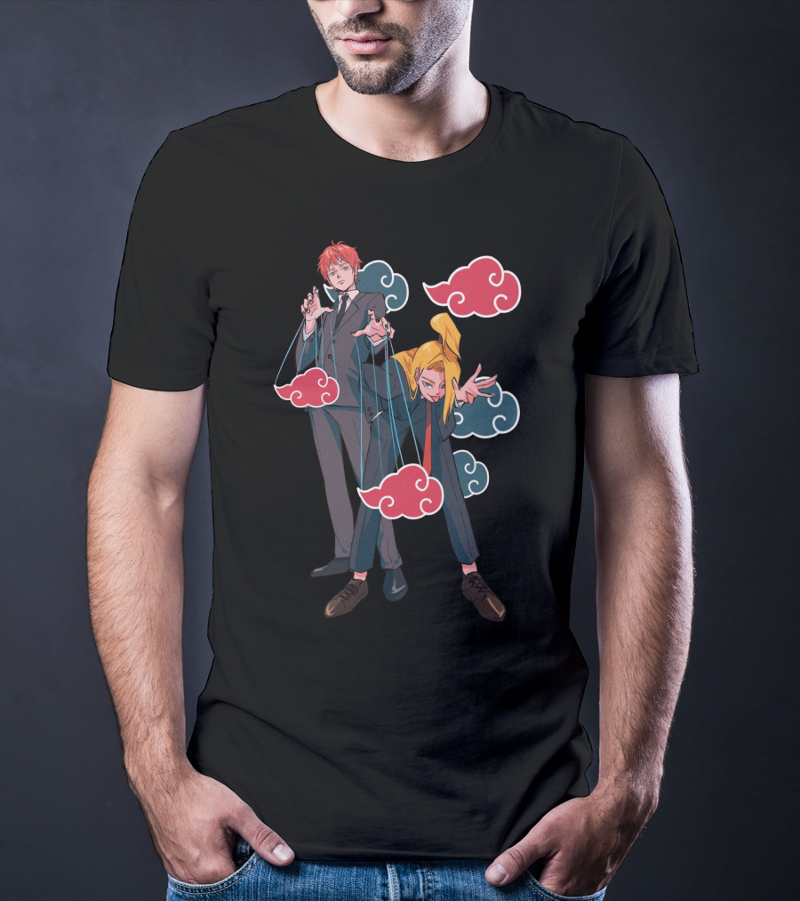 Deidara Sasori Akatsuki Puppet Masters With Clouds T-Shirt