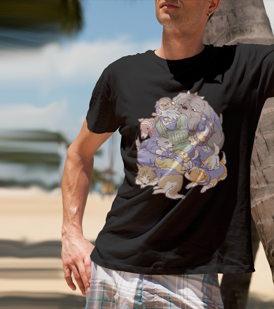 Kakashi Hatake Surrounded By Pack Of Ninken Dogs T-Shirt