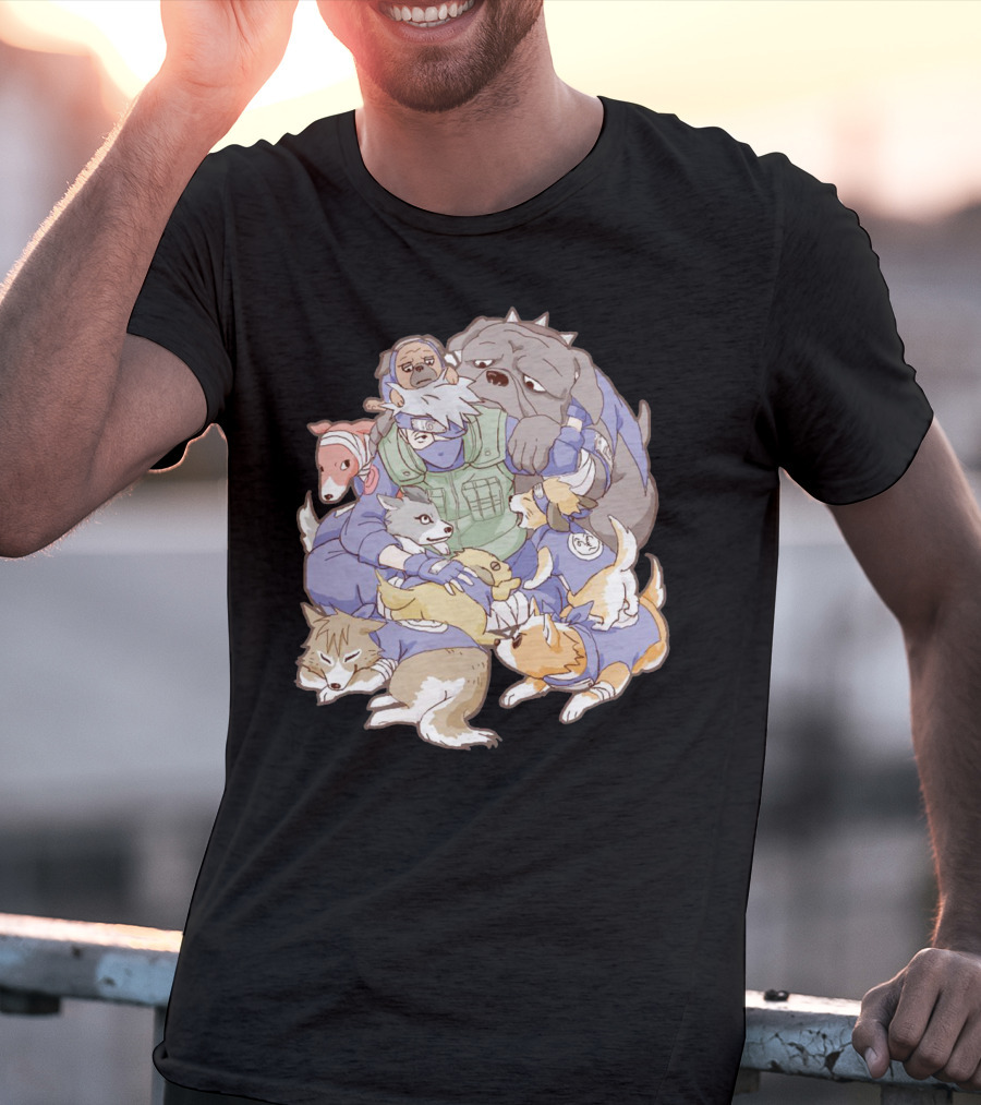 Kakashi Hatake Surrounded By Pack Of Ninken Dogs T-Shirt