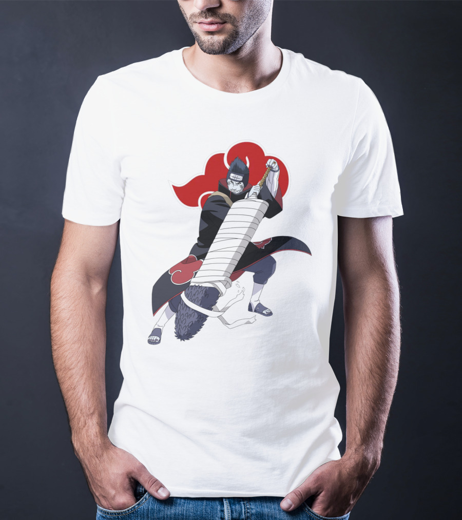 Kisame Hoshigaki Akatsuki Member Wielding Samehada With Red Cloud T-Shirt