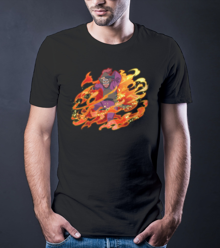 Roshi Fire Aura Anime Character Red And Purple T-Shirt