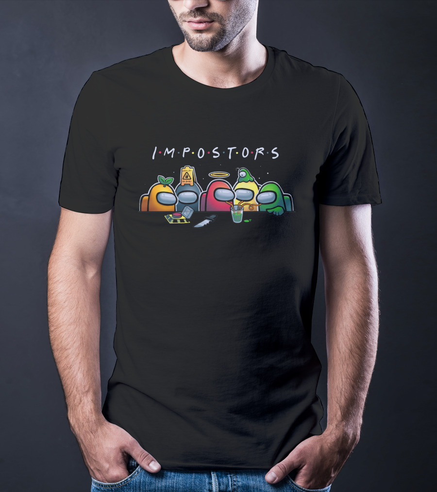 Among Us Impostors Friends Table Scene With Playing Characters T-Shirt