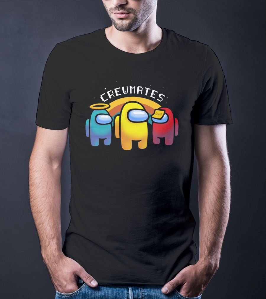 Crewmates Among Us Impostors Dumb Note Halo Rainbow T-Shirt