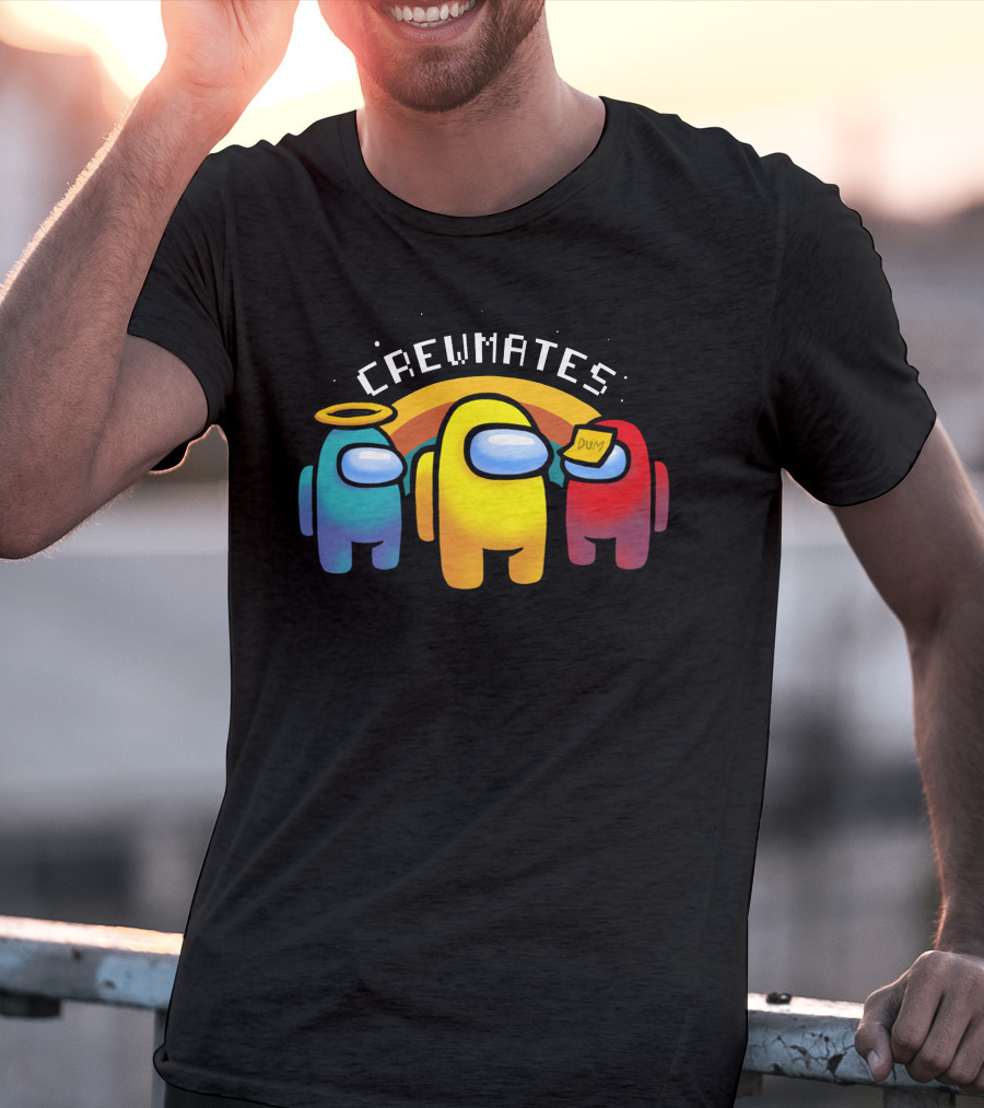 Crewmates Among Us Impostors Dumb Note Halo Rainbow T-Shirt