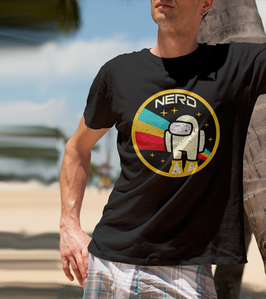 Nerd Among Us Impostors Retro Astronaut Stars T-Shirt