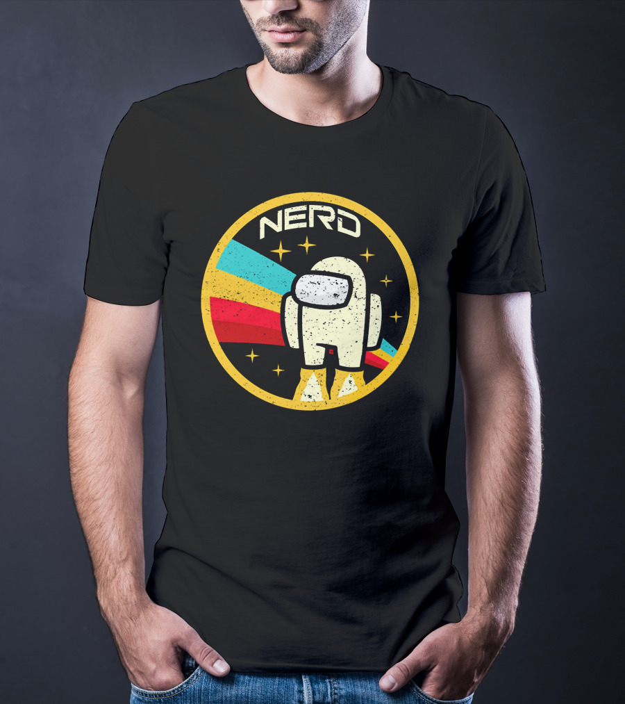 Nerd Among Us Impostors Retro Astronaut Stars T-Shirt