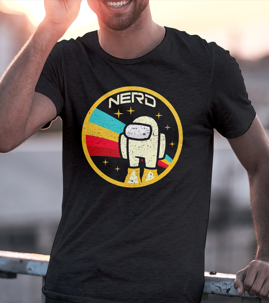 Nerd Among Us Impostors Retro Astronaut Stars T-Shirt