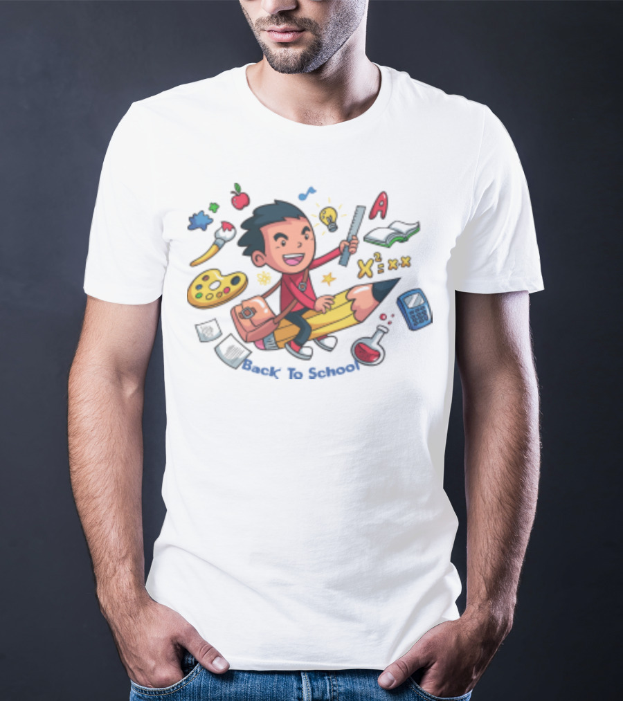 Fly To School Back To School Adventure With Art Mathematics And Science Elements T-Shirt
