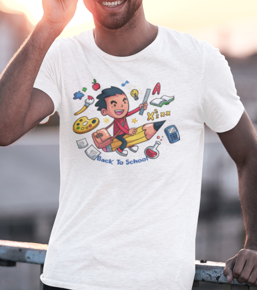 Fly To School Back To School Adventure With Art Mathematics And Science Elements T-Shirt