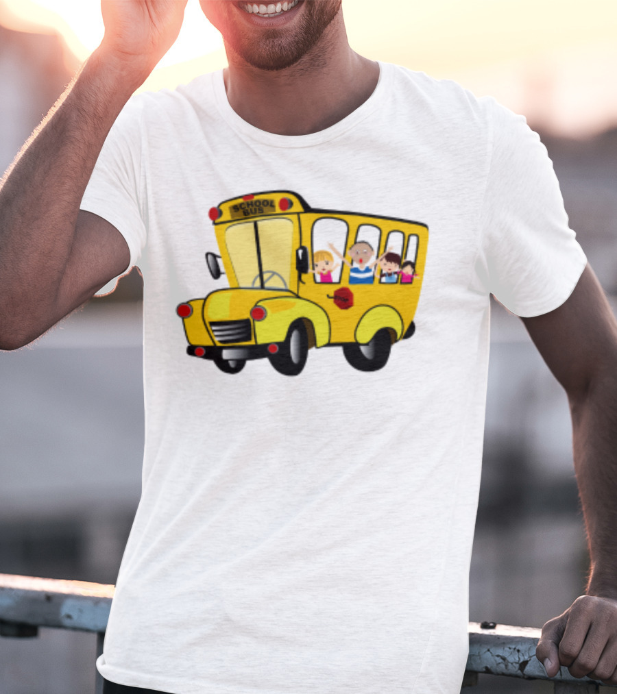 Cheerful School Bus Ride Back To School With Kids T-Shirt