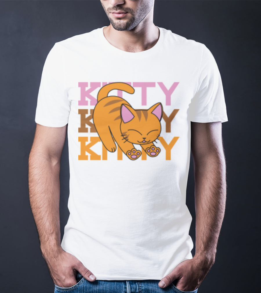 Kitty Kitty Playful Ginger Cat Illustration With Pastel Text T-Shirt