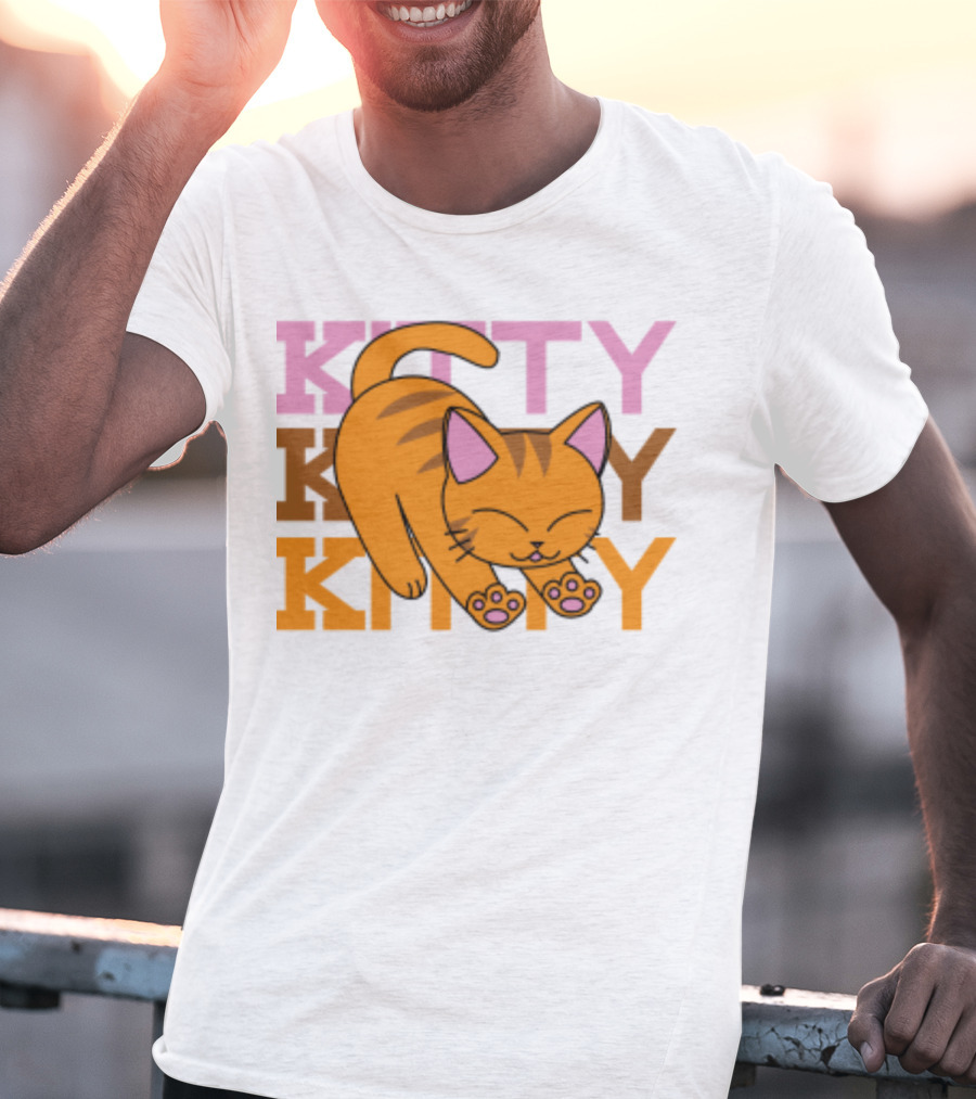 Kitty Kitty Playful Ginger Cat Illustration With Pastel Text T-Shirt