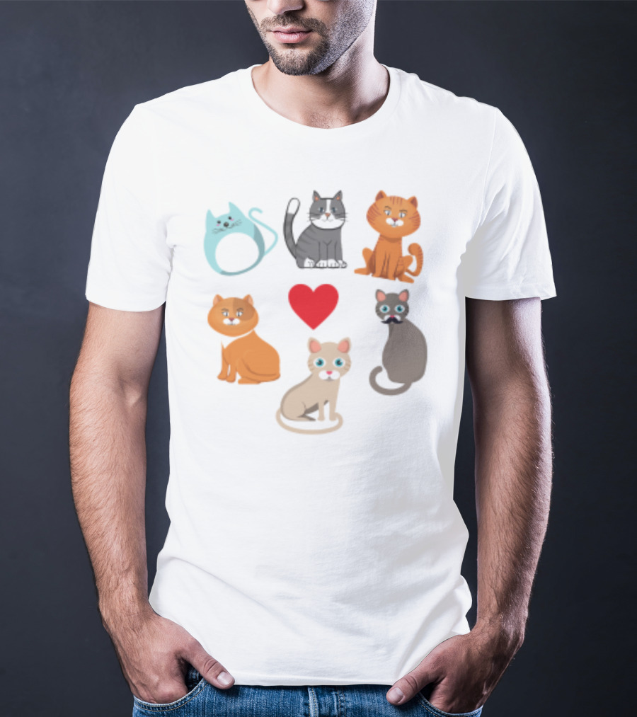 Nice Kitty Love Adorable Cats And Heart T-Shirt