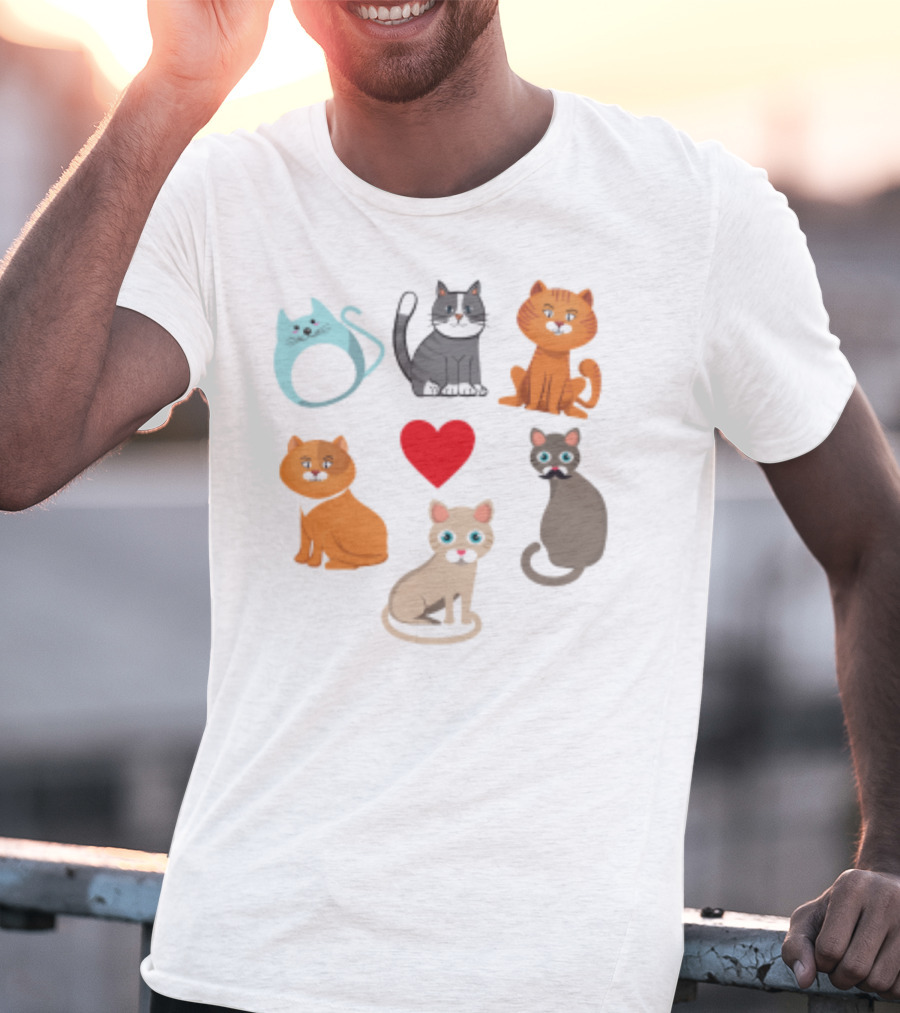 Nice Kitty Love Adorable Cats And Heart T-Shirt