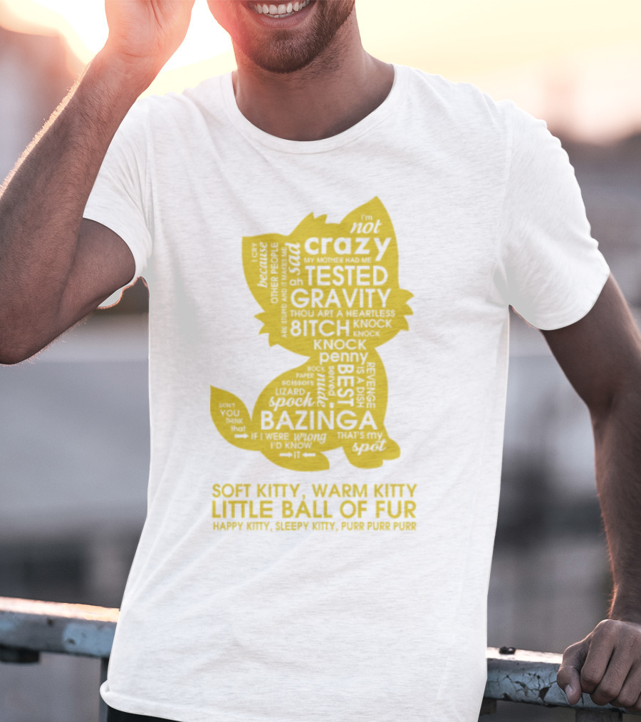 Soft Kitty, Warm Kitty, Crazy Kitty, Tested Gravity, Bazinga Little Ball Of Fur T-Shirt