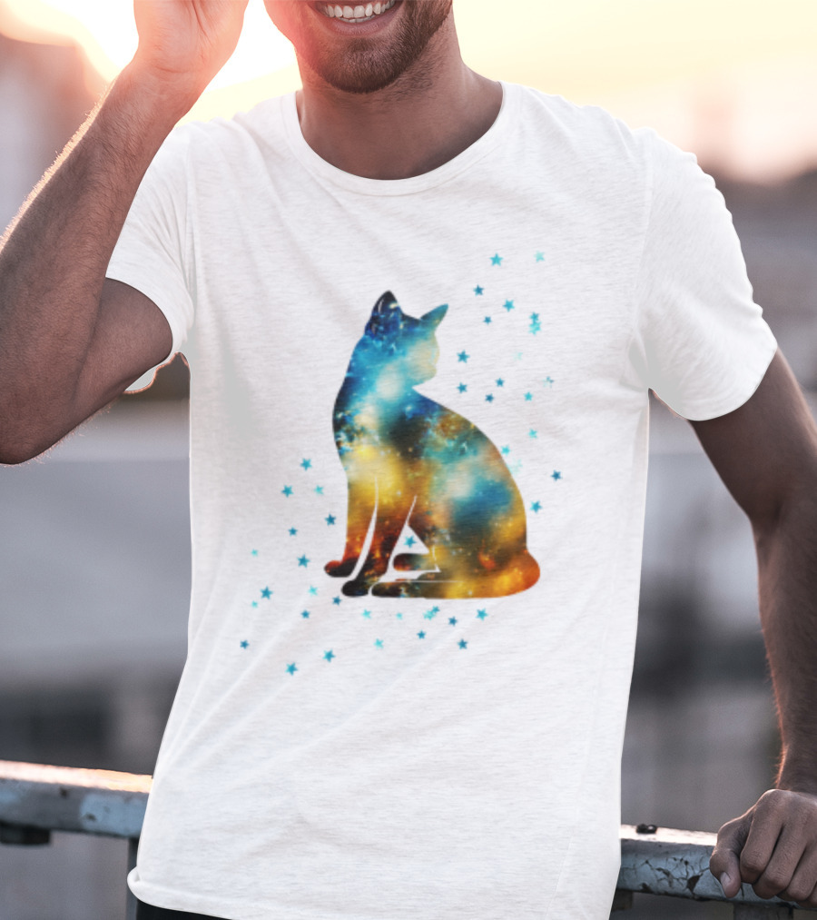 Galaxy Kitty Celestial Cat With Cosmic Stars T-Shirt