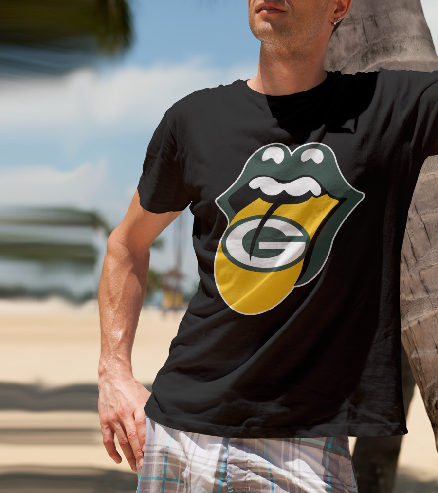 Green Bay Packers Rolling Stones Tongue Logo Rt Edition T-Shirt