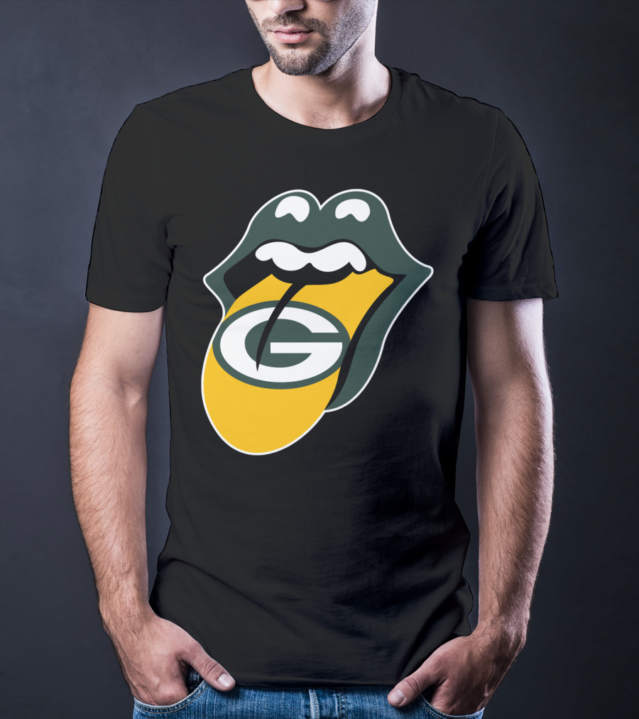 Green Bay Packers Rolling Stones Tongue Logo Rt Edition T-Shirt