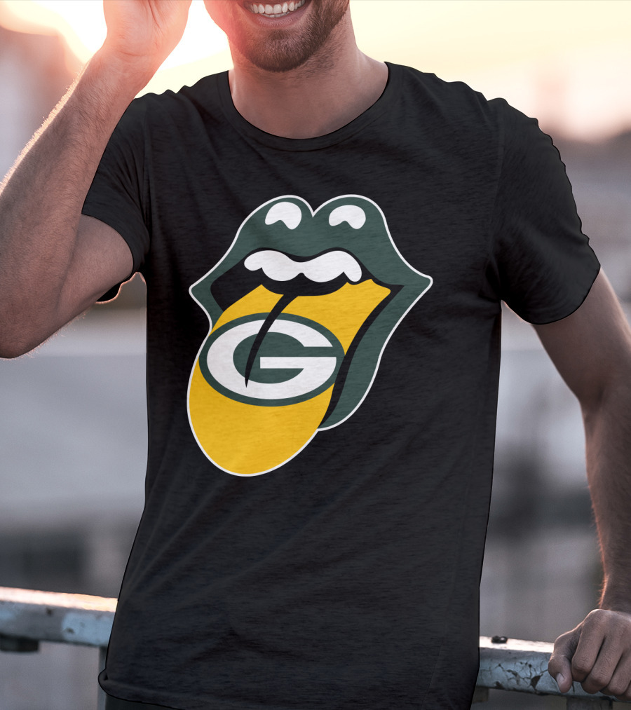 Green Bay Packers Rolling Stones Tongue Logo Rt Edition T-Shirt