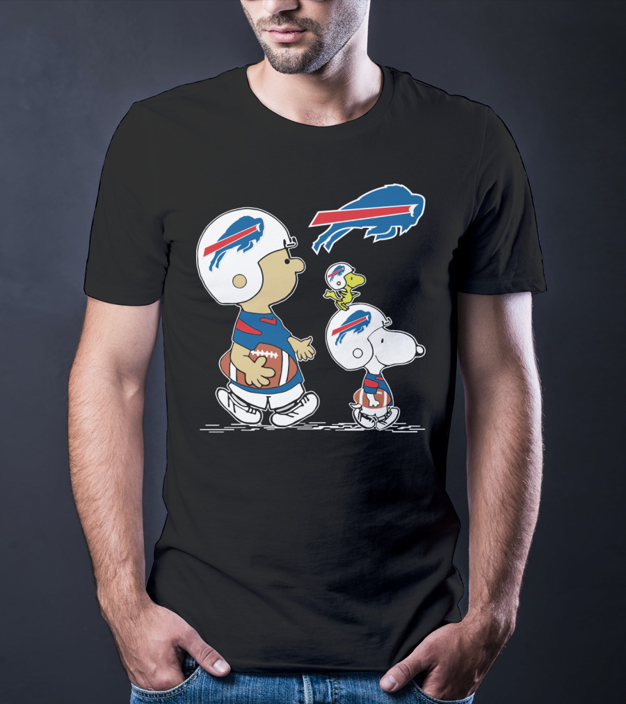 Buffalo Bills Christmas Peanuts Characters Football Helmets T-Shirt